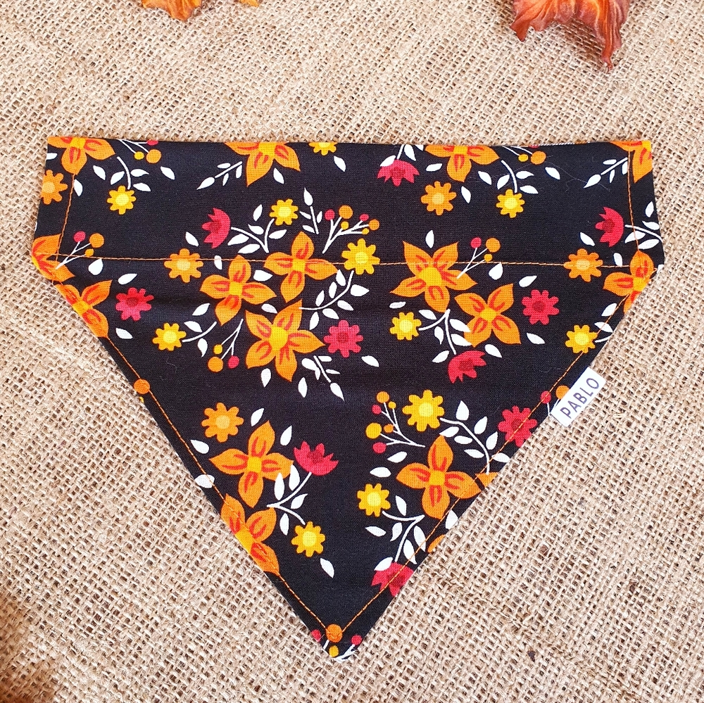 🐶 5 for $15 * Pablo Fall Floral Plaid Cotton Dog Bandana - Picture 4 of 8